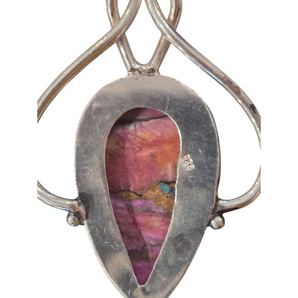 Artisan Turquoise Magnesite Spiny Oyster Necklace Sterling Silver 17β - Picture 12 of 13